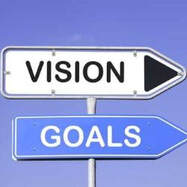 Signpost with Vision and Goals on it